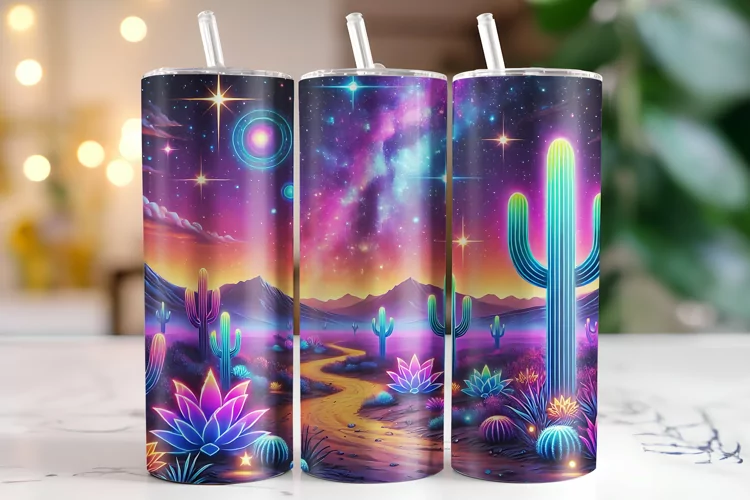 Galaxy & Cactus Tumbler Wrap | Sublimation | Tumblers