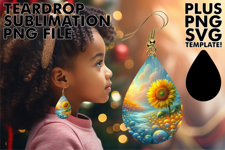 Radiant Teardrop Earrings Magic PNG, 3D Flower