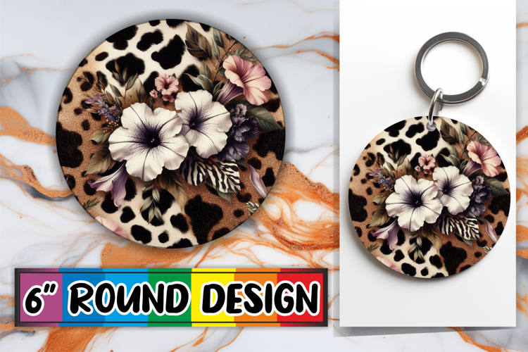 Blissful Car Coaster Round Style, Leopard Prints