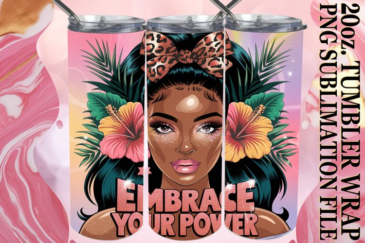 Magical mornings 20oz tumbler wrap, Afro Woman