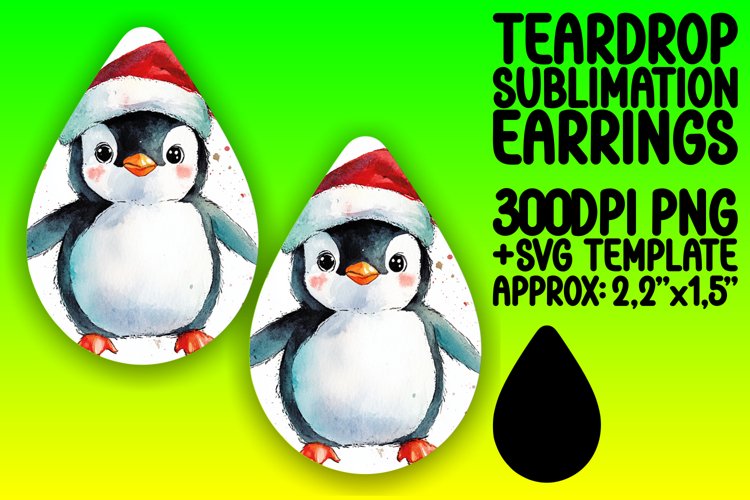 Whimsical Teardrop Design for Earrings Printing , Christmas