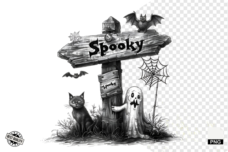 Black and White Halloween Autumn Clipart example image 1