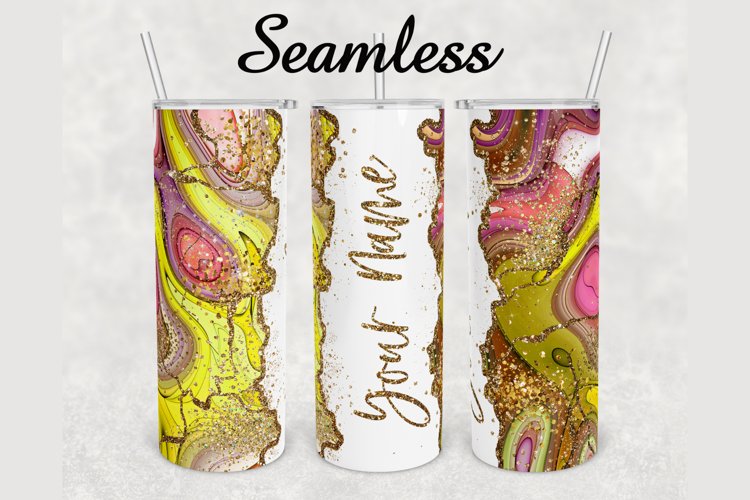Watercolor Glitter Agate 20 oz sublimation design tumbler