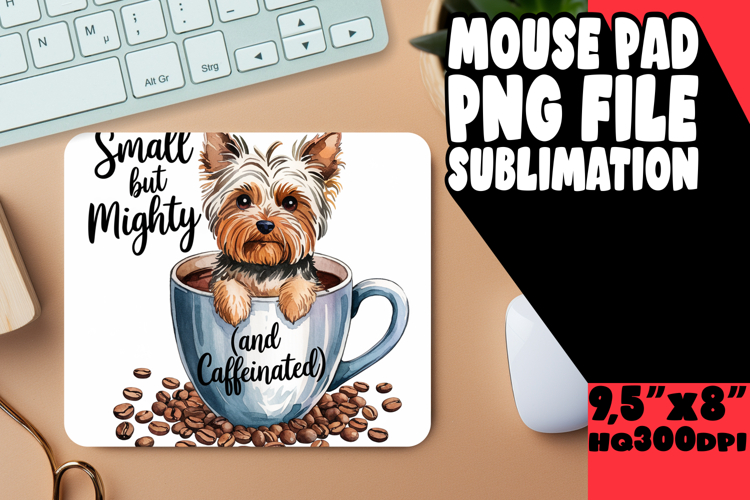 Blissful MOUSE MAT PNG Style, Coffee Dog