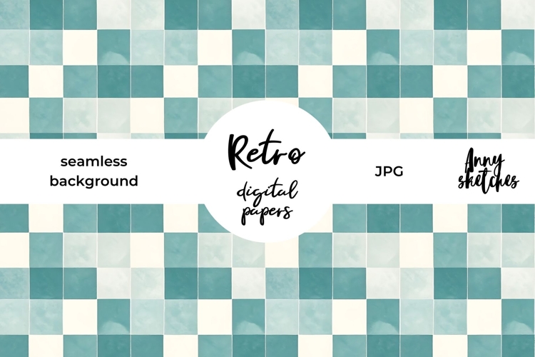 Retro Green and White Checked Seamless Pattern Christmas