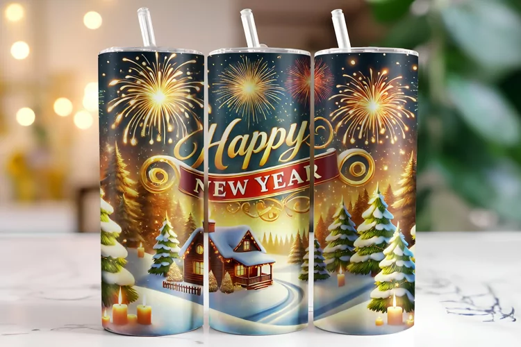 Christmas happy new year Tumbler Wrap | Sublimation