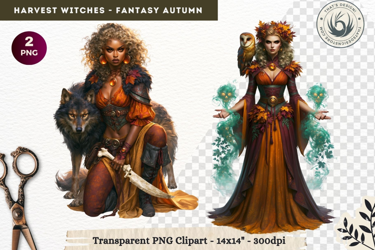 Harvest Witch Clipart Autumn Cottagecore Apothecary PNG RPG