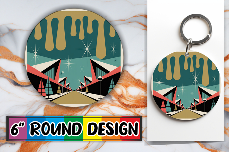 Radiant Circle Sublimation Keychains, Winter