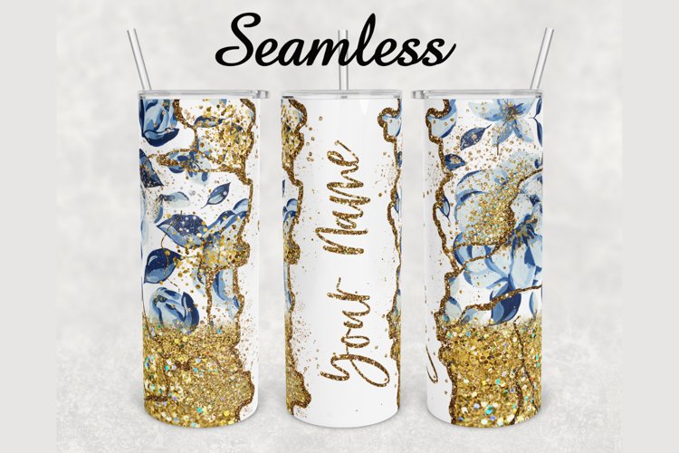 Faux Gold Glitter Agate 20 oz sublimation design tumbler