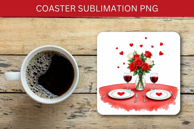 valentine square coaster - romantic dinner
