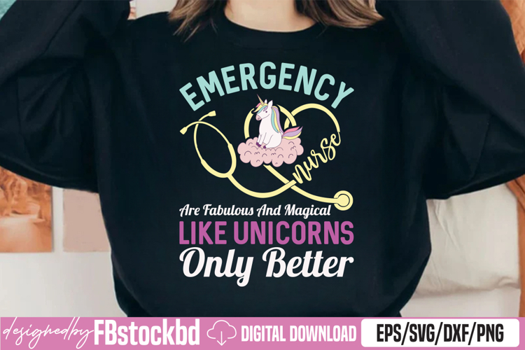 Emergency Nurse Unicorn Merch Gifts For ERN SVG