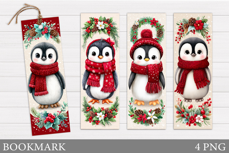 Christmas Penguin Bookmark. Christmas Bookmark Printable