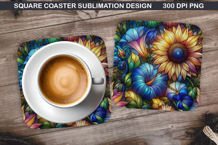 Flowers Coaster Sublimation, Spring Coaster PNG Design