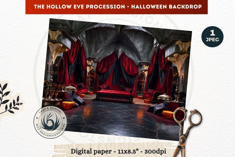 Gothic Halloween background - Hollow Eve Procession Backdrop