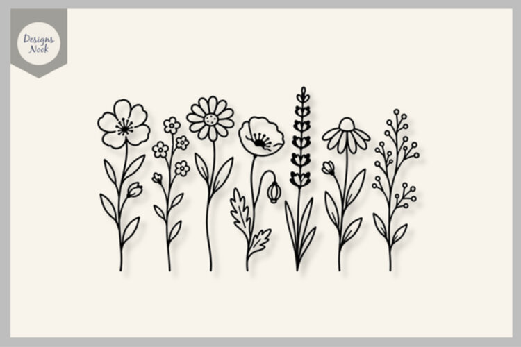Wildflower Meadow Collection SVG, Cottagecore Wildflower SVG example image 1