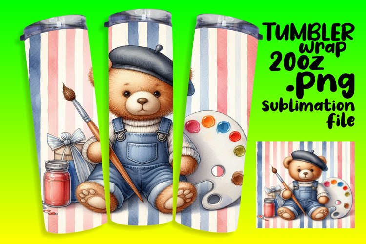 Sublimation Tumbler Template 20oz , Teddy Bear