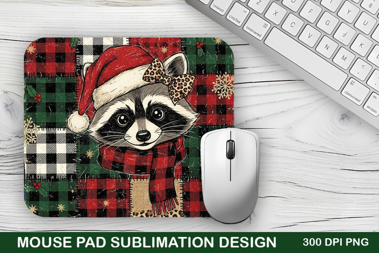 Christmas Raccoon Mouse Pad Sublimation - Christmas Design