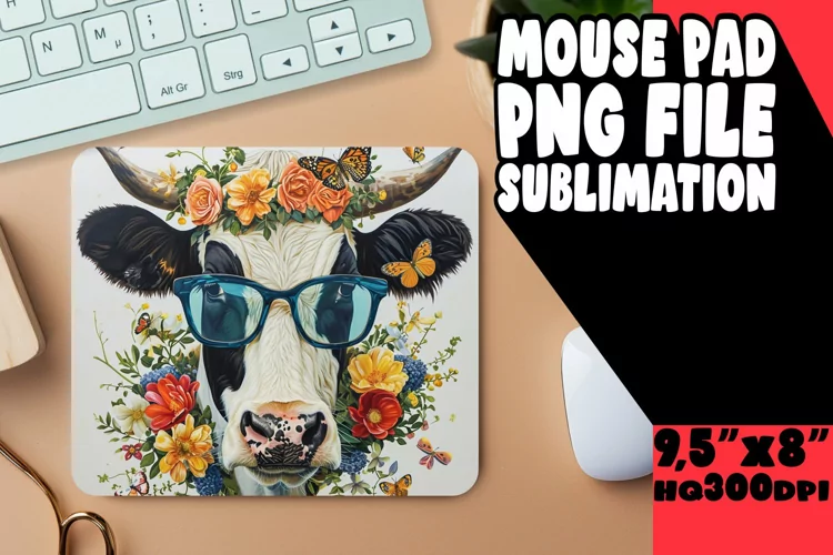 Fresh Meadow Cow Mouse Pad: Watercolor Spring