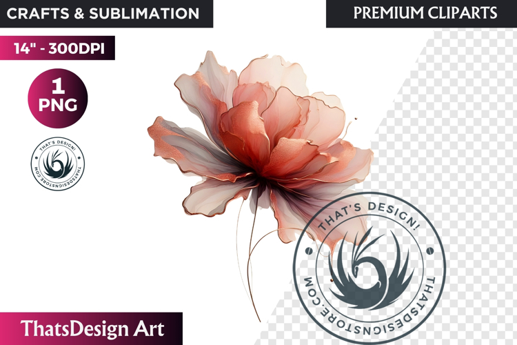 Rose Gold Pink flowers Clipart, Abstract Flowers Wedding PNG