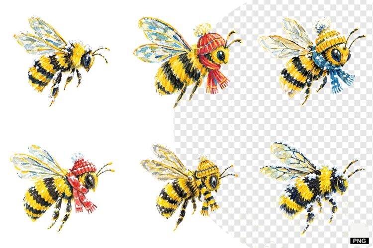 Winter Bees Garden Clipart example image 1