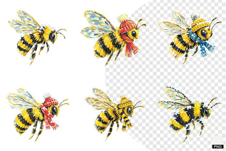 Winter Bees Garden Clipart