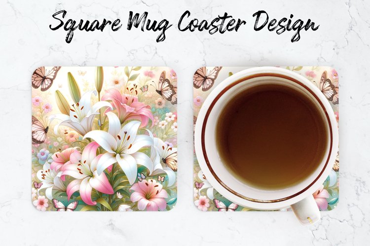 Flowers Mug coaster | Coaster | Sublimation Design example image 1