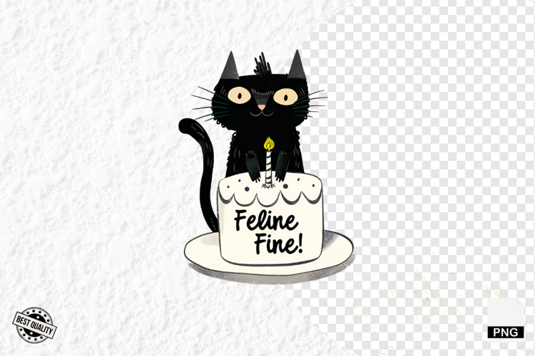 Black Cat Happy Birthday Party Clipart