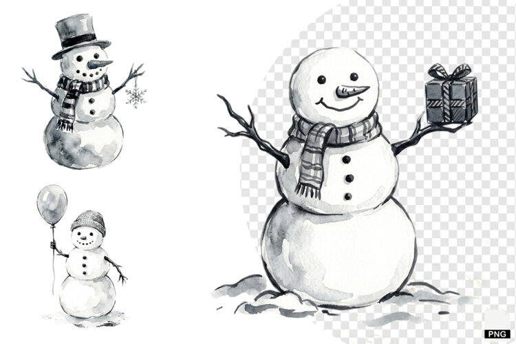 Snowman Party Clipart example image 1