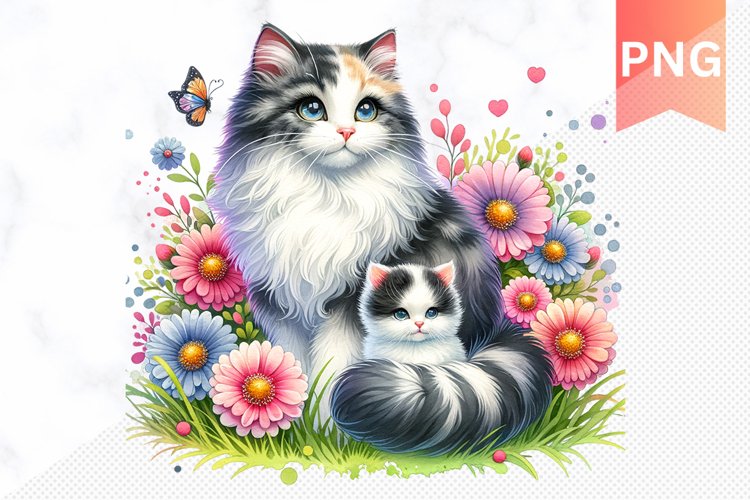Cat Sublimation - Mothers Day Cat Clipart