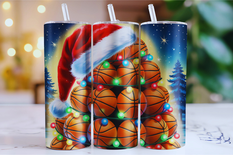 Merry Basketball Tumbler Wrap | Christmas Wrap