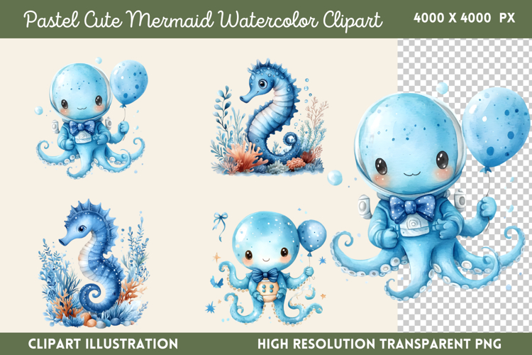 Cute Mermaid Clipart Image 10
