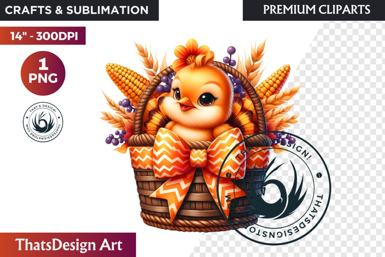 Autumn Cute animal in a bucket clipart Pumpkin thanksgiving