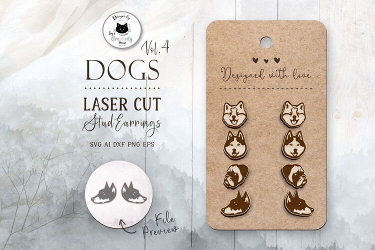 Dog Stud Earrings Vol.4 | Laser Cut Dog Crafts