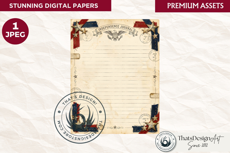 Patriotic Vintage 4th of July Junk Journal digital paper