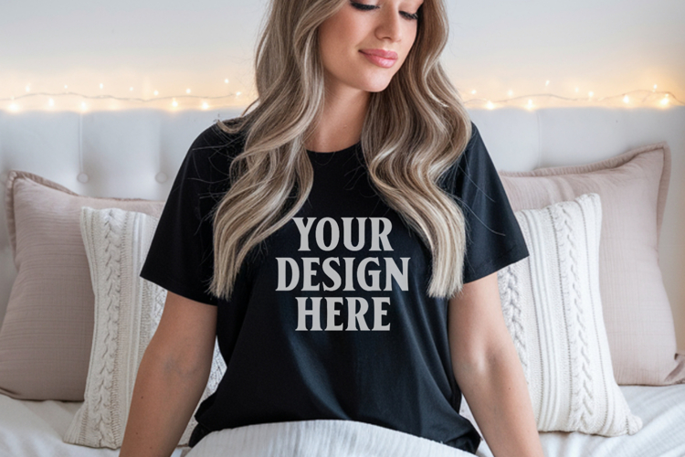Bella Canvas 3001 Black Christmas Shirt Mockup, Trandy Mocku
