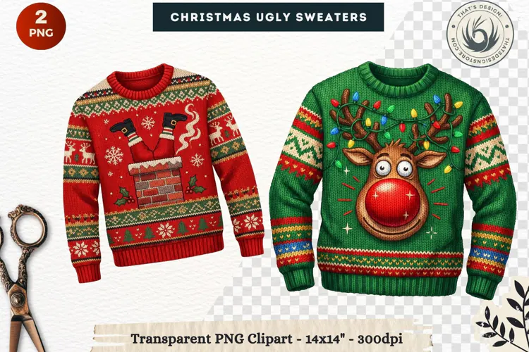 Christmas Ugly Sweaters Clipart Holiday Winter Sweater PNG