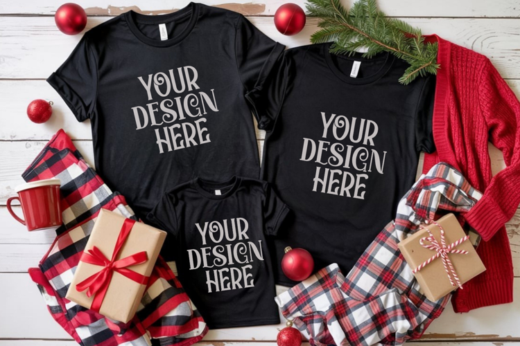 Christmas Family Matching Group Flat Lay Mockup