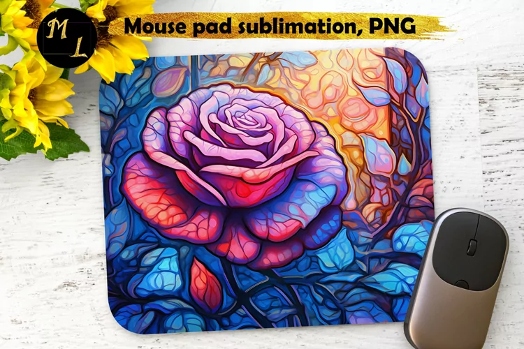 Roses mousepad png,Stained glass Roses Mouse pad design