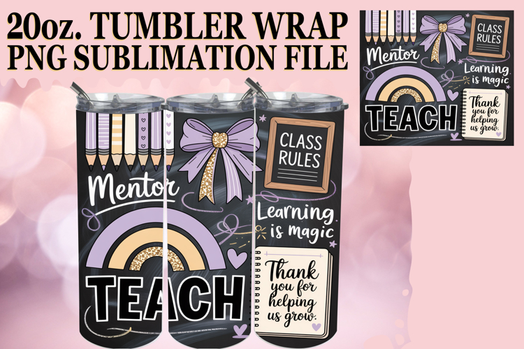 Bright love 20oz tumbler wrap, Teacher