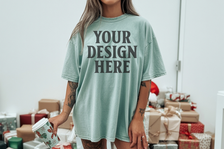 Chalky Mint Christmas Comfort Colors 1717 TShirt Mockup,cc17