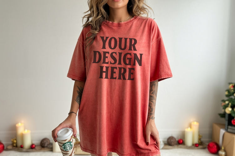 Christmas Comfort Colors 1717 Chili TShirt Mockup, CC 1717