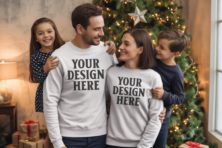 Christmas Family Matching T-Shirt Mockups | Holiday Group