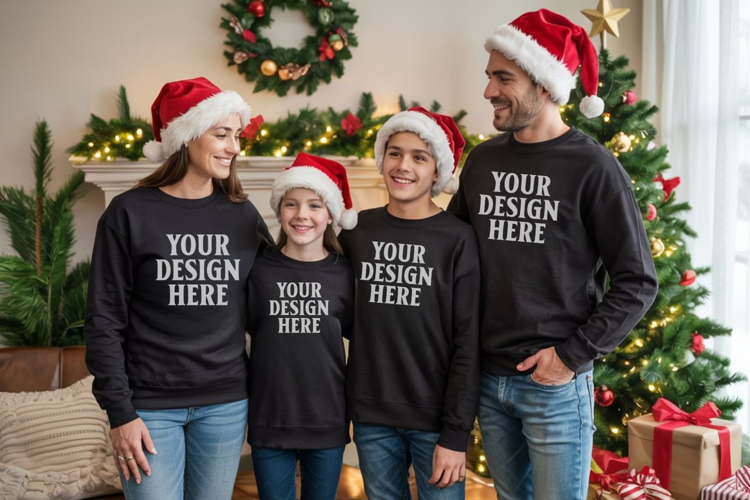 Christmas Family Matching T-Shirt Mockups | Holiday Group