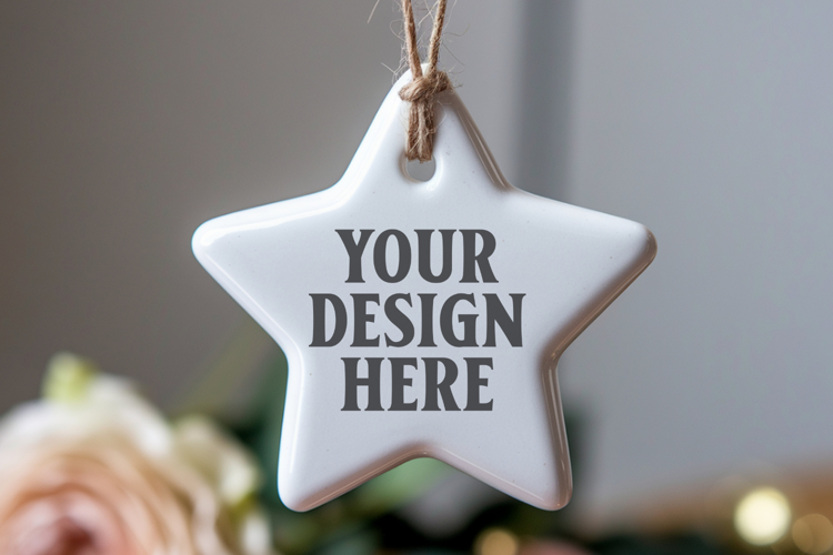 Christmas Star Ceramic Ornaments Mockup