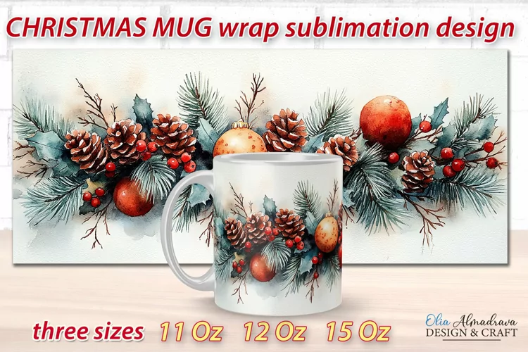 Christmas Mug Wrap design| Mug Sublimations Cricut Template