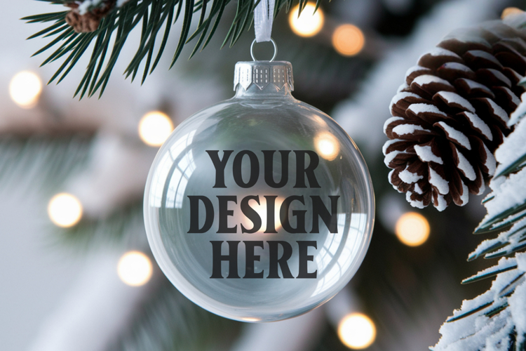 Acrylic Christmas Ornament Mockups | Clear Holiday Ornament