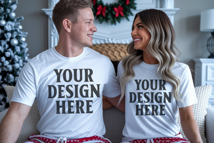 Christmas Comfort color Couple Mockup , Couple mockup