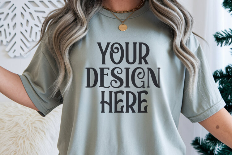 Grey Comfort Colors 1717 Christmas Mockup, CC 1717 example image 1