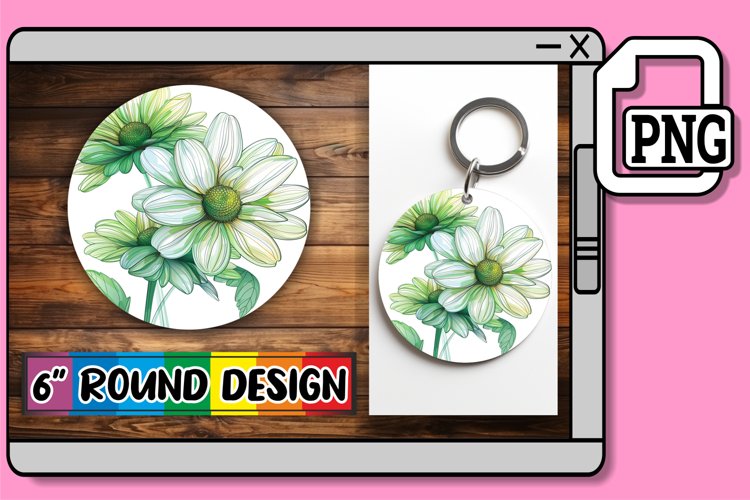 Vibrant Floral Keychain   Car Coaster Sublimation Range