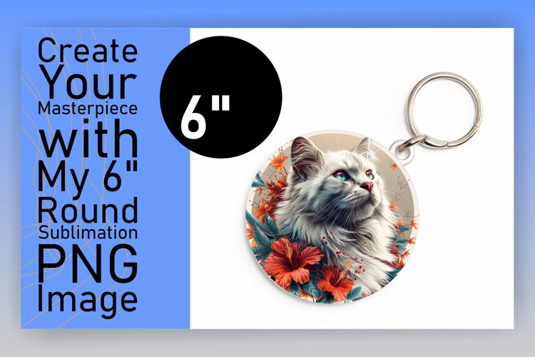 Charming Funny Feline Sublimation Circle Design Keychain